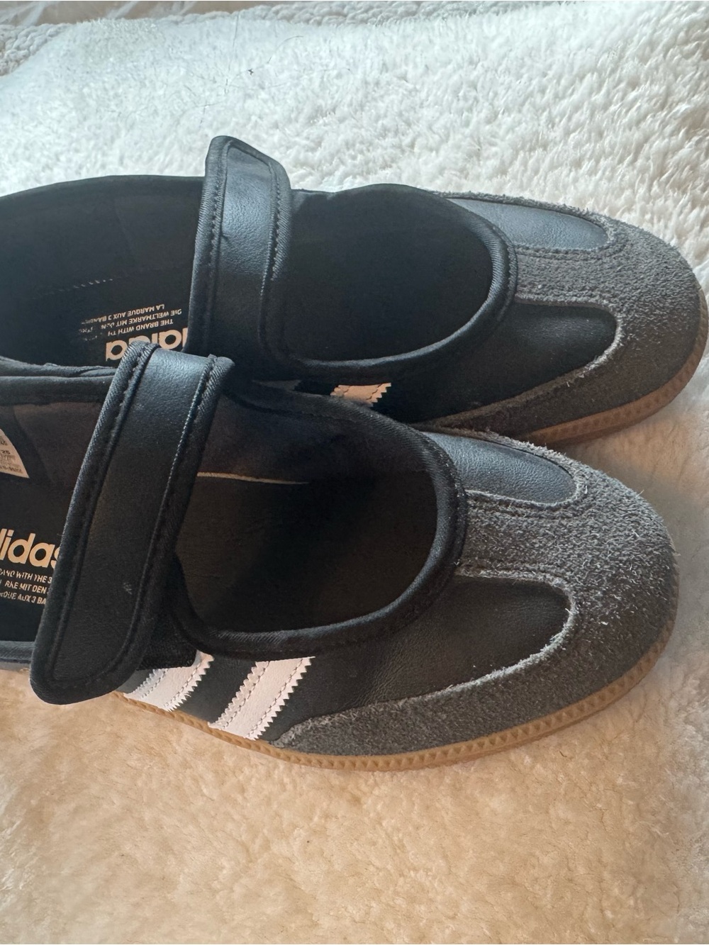 Adidas Women’s Black Mary Jane Samba Sneakers with White Stripes